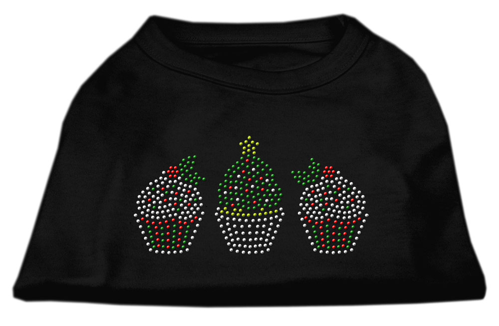 Christmas Cupcakes Rhinestone Shirt Black L
